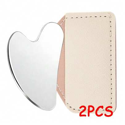 2PCS Large-Sized Stainless Steel Heart-Shaped Guasha Board Set - Hand And Face Guasha Metal Massage Beauty Tools With Storage Bag, Easy To Carry When Going Out.(1pc)