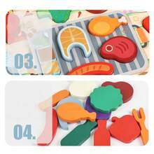 Kids Play Kitchen Realistic Wooden Vegetable & Fruit Cutting Toy Set, Parent-Child Interactive Game - Multicolor - View 11