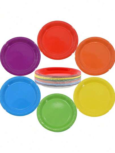 20 chiếc đĩa giấy nhiều màu sắc, khay giấy dùng một lần cho tiệc tùng, đĩa giấy tròn đựng tráng miệng số lượng lớn, đĩa giấy bền màu trơn, thích hợp cho sinh nhật, bữa tối, đám cưới, dã ngoại, tiệc mừng em bé và các dịp khác.