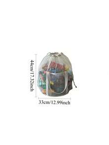 OBOVAY 1pc Mesh Drawstring Tote Bag, Convenient For Storage And Easy To Find Items. Portable And Multipurpose, Takes Up Little Space, Suitable For Storing Children's Accessories, Blocks And Puzzles, Great For Kids Room Use. - Multicolor - View 3