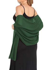 Chiffon Shawl Scarf Suitable For Bride Wedding Party Evening Dress And Special Occasion Attire,Beach,Holiday - Green - View 3
