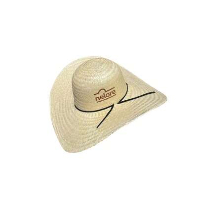 Chapéu Nelore Palha Natural Aba Curvada e Agro Estilo Sertanejo Country Premium Festa Peão