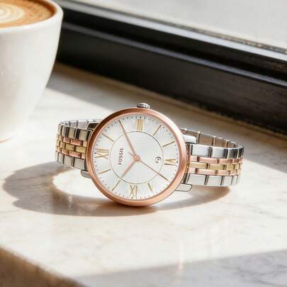  Đồng hồ nữ Fossil ES3844, máy quartz, vỏ thép không gỉ, ba kim, mặt kính.