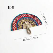 1个11.22/14.37英寸半圆形海草编织壁扇装饰品，可作壁扇、舞蹈道具扇、夏季降温扇，手工精制，经久耐用，适合作为情人节、母亲节、教师节礼物 - 半圓形 - 查看 25