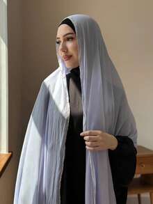 Khăn trùm đầu Hijab bằng vải organza bóng mượt, nhẹ, thoáng khí, trang trí chuỗi hạt cườm thanh lịch, phù hợp cho mặc hàng ngày, kín đáo, dự tiệc, đi biển và nghỉ lễ. - Nhiều màu - Xem 4