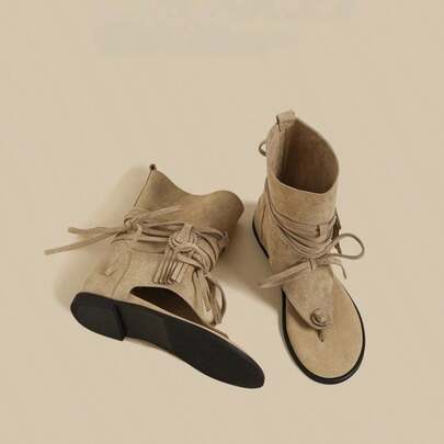 女士时尚休闲日常百搭流苏蝴蝶结人字拖平底凉鞋