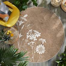 Room Deocr Room Decor Flower Pattern Carpet, Round And Rectangular Carpet, Carpet With High-Definition Pattern Printing, Double-Edged, Bedroom, Kitchen, Bathroom, Living Room, Area Rug, Washable Carpet, Easy To Clean, Non-Slip, Stylish Floor And Carpet, Suitable Living Room, Bedroom, Kitchen, Laundry Room, Birthday - 1PC - Xem 2