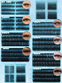 Bộ quà tặng nối mi ADORANCE Mix Lash Clusters, 1596 sợi, 15 kiểu dáng, độ dày ấn tượng, mi cong nhẹ hình chữ D, mi tự nhiên dạng chùm, bộ dụng cụ tự nối mi cho người mới bắt đầu, kèm keo dán mi, chất bịt kín và nhíp. - màu đen - Xem 3