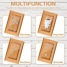 Hộp giấy nâu hình máy bay có cửa sổ và lớp lót bên trong, hộp đựng mặt dây chuyền trang sức, hộp đựng mặt dây chuyền bông tai, hộp giấy gấp màu trắng, thích hợp cho các lễ hội, tiệc tùng, quà sinh nhật, quà tốt nghiệp, v.v. - 80*136*18MM - Xem 10