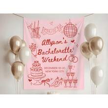 1pc Customizable Name, Location, Date Bachelorette Party Photography Backdrop Banner, Personalized Bachelorette Party Decor, Valentine's Day Single Party Tapestry, Suitable For Indoor/Outdoor Use, Decoration Gift For Bride, Aesthetic, Disco Fever - Multicolor - View 3