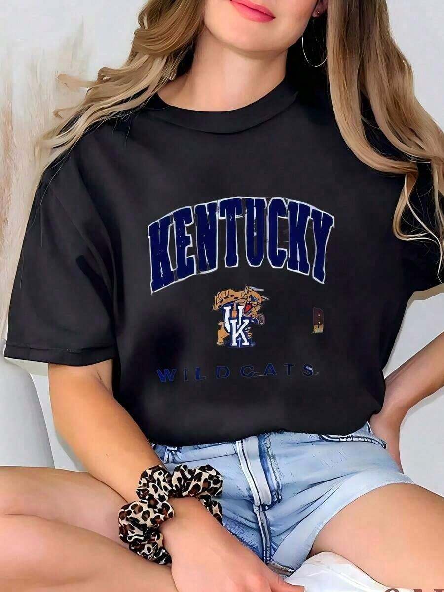 2026 Summer Tops Womens Vintage   Boxy Sweatshirt Large   Logo Sweater University Of Kentucky Boxy Crewneck Size L T-ShirtLoose And Comfortablesummer ClothesLoose And Comfortable - 黑色 - 查看 1