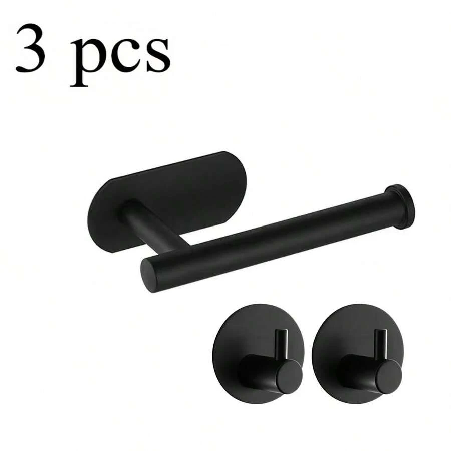 Bộ 3 giá đựng giấy vệ sinh bằng thép không gỉ tự dính, không cần khoan, kèm móc treo khăn - Giá đựng giấy vệ sinh gắn tường cho phòng tắm và nhà bếp, tiết kiệm không gian, phù hợp cho phòng tắm và nhà bếp. - Nhiều màu - Xem 1