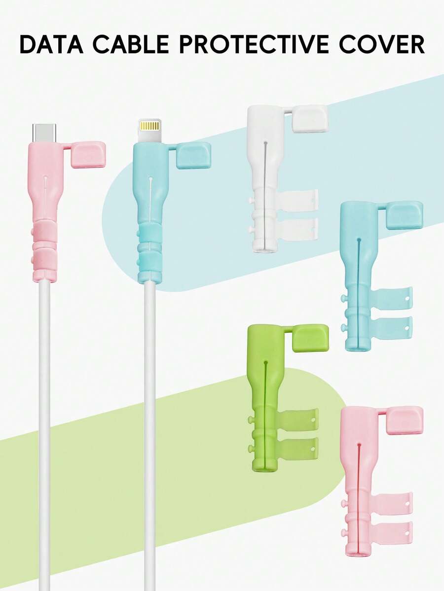 Silicone Data Cable Protective Cover - With Dust-Proof Cover And Anti Breakage Charging Cable Protective Cover Suitable For IPhone/Android - Multicolor - View 1