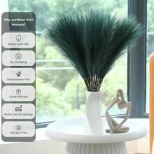 42/40/24/18/12/9/6/3pcs 55cm Elegant Realistic Dark Green Reed Grass, 1pc, Fluffy Artificial Plant, Bohemian Style Vase Decoration, Suitable For Living Space, Wedding, Halloween, Christmas, Easter, Valentine's Day, Mother's Day, Graduation And Autumn Decor - Dark Green - View 8