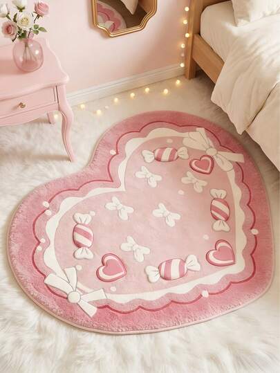 1 tấm thảm trang trí hình trái tim nơ kẹo dễ thương, thảm trang trí, thảm chơi game dễ thương, thảm trang trí, trang trí phòng ngủ, thảm nhỏ, thảm trải sàn, trang trí nhà cửa, thảm ngoài trời, thảm có thể giặt, quà tặng tốt nghiệp