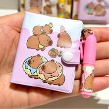 Libreta de notas mini de dibujos animados - Libreta linda con juego de bolígrafo - Premio/regalo de estudiante de papelería - Diseño de patrón de dibujos animados y elementos únicos de anime - Lindo y práctico - Multicolor - Ver 7