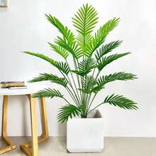 116cm Large Artificial Palm Tree, Tropical Palm Leaves, Fake Palm Plant, Tall Tree, Lifelike Turtle Back Bamboo Leaves, Suitable For Home, Kitchen, Outdoor, Office Decor, No Pot - Green - View 6