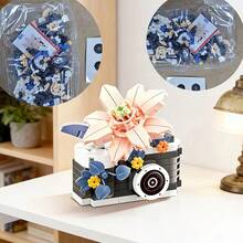 Set de Micro Bloques de Construcción Retro Floral Mini Cámara - Juguete de Modelo de Ensamblaje de Cámara Mini & Floral DIY, Decoración de Escritorio de Arte Creativo, Bloques de Construcción para Alivio del Estrés, Kit de Micro Bloques de Construcción, Regalo Ideal para Cumpleaños, Día de San Valentín y Festividades - Multicolor - View 12