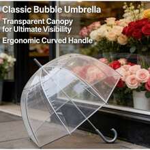 Clear Bubble Dome Rain Umbrella, Full Transparent Stylish Design, Windproof Reinforced Frame, Lightweight Portable, Cute Aesthetic All Weather Daily Essential - Thông thoáng - Xem 1