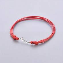 1件套925纯银“妈妈”字母编织可调节手链套装，母亲节礼物，低过敏性，送给妈妈的完美礼物 - 銀色 - 查看 6