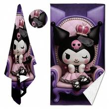 SANRIO 1条卡通主题超柔软微纤维沙滩巾，充满梦幻般的暗黑美学，速干轻便，适合夏季旅行，成人、男士、女士和儿童均可使用。图案再现了经典的超级英雄服装和盾牌元素，适合海滩、居家等多种场合。 - 彩色 - 查看 3