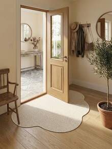 1pc White Natural Style Cloud Shaped Doormat, Asymmetrical Cloud Shape, TPR Non-Slip Bottom, Lightweight And Foldable, Suitable For Small Spaces, Modern Style Neutral Color Thickened Pineapple Ring Floor Mat, Washable Doormat, Outdoor Mat, Kitchen Carpet, Kitchen Mat, Kitchen Rug, Doormat, Small Rug, Carpet, Floor Mat, Area Rug, Outdoor Mat, Home Decor, Bedroom Carpet, Washable Rug - White - View 3