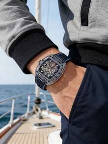 Guess Đồng hồ nam - Dây đeo chronograph màu xanh hải quân, đồng hồ thạch anh đa chức năng, thích hợp đeo hàng ngày và làm quà tặng GW0499G1 - Màu xanh lam - Xem 3