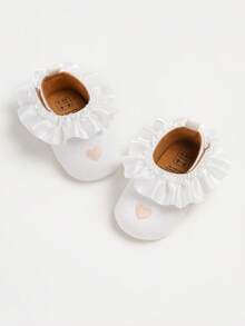 女婴/幼儿软底蝴蝶结公主婚纱玛丽珍平底鞋，轻便复活节婴儿运动鞋 - 白色 - 查看 6