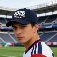 2026 Soccer-Themed Print Baseball Cap, Featuring The Three Kingdoms Flags, Unisex, Made Of High-Quality Pure Cotton, Adjustable With A Curved Brim. Suitable For Truck Drivers, Golfers, And Anyone Needing A Breathable Sun Hat, It's An Ideal Choice For Outdoor Sports. - 藏蓝色 - 查看 2