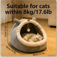 All Season Semi-Enclosed Cozy Cat/Dog Bed, Warm Pet Nest For Winter - Multicolor - View 9