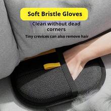 1 Stück Anti-Statik Haustier Fellpflege Handschuhe, effektiver Haartrenner für Hunde & Katzen, schwarz mit gelber Dekoration, Hundeaccessoires, Katzenzubehör, Reinigung, Muttertags Geschenk - Schwarz - Übersicht 9