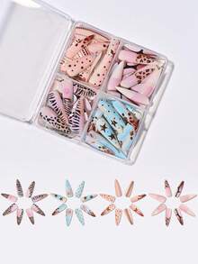 96Pcs Leopard Print Y2K Long Stilettos Gradient False Nails Star Print Ribbon Bow French Press On Nails Sweet Cool Full Cover Fake Nails - Multicolor - View 8
