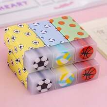 12个创意足球排球篮球果冻夹心形橡皮擦学习用品文具橡皮擦 - 長方形 - 查看 3