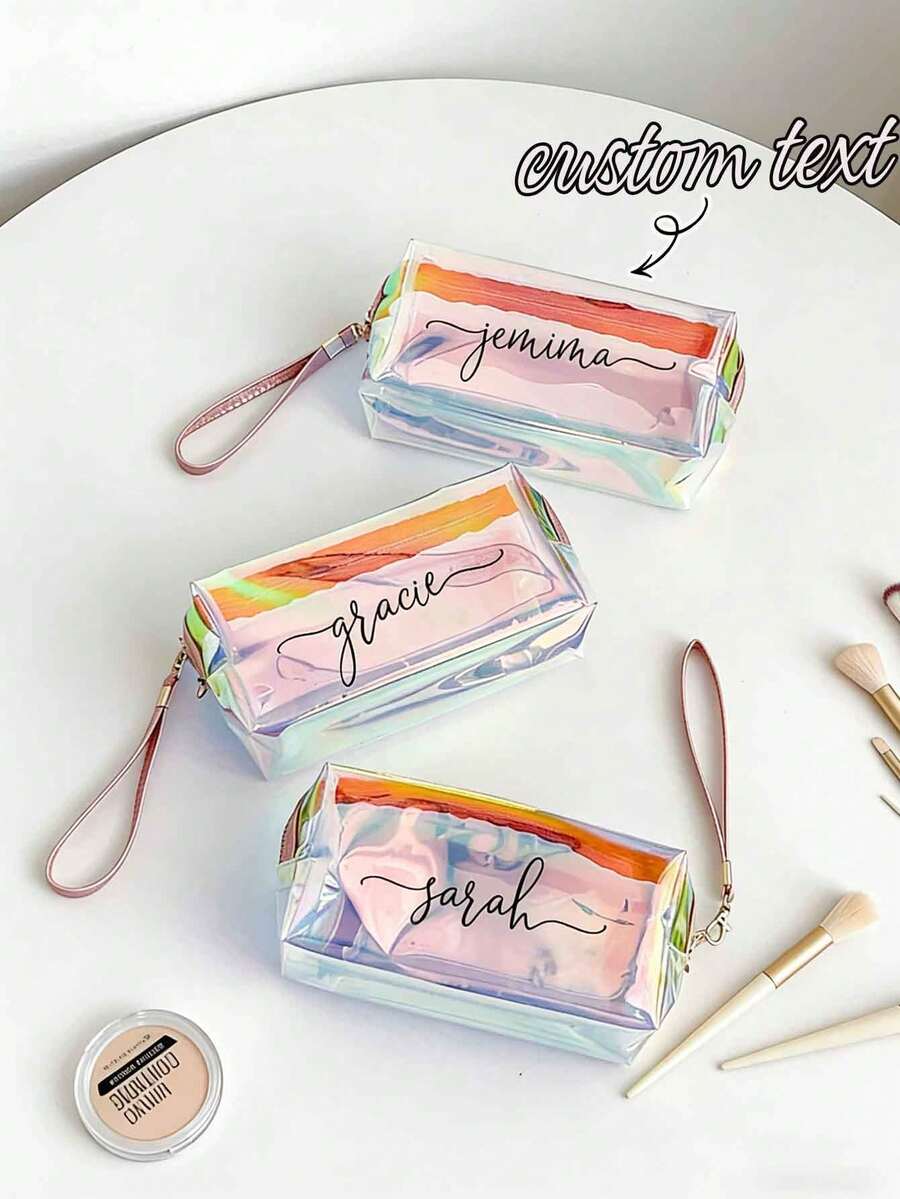 Túi đựng mỹ phẩm hologram tùy chỉnh, túi đựng đồ vệ sinh cá nhân, túi đựng đồ trang điểm, túi trang điểm du lịch xách tay, túi đựng dụng cụ trang điểm, ví đựng tiền xu, túi nhỏ, túi đựng đồ trang điểm, vật dụng cần thiết khi đi du lịch - Nhiều màu - Xem 1