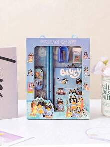 6pcs Bluey Family Bingo Friends Stationery Set (Including Pen, Ruler, Pencil Sharpener, Eraser, And Notebook), Bluey,Portable Stationery Set Gift Box For Gifts Notebooks,Cute Cartoon Style, Party Favors, Practical Office Desk Accessories, Ideal Back To School Gift, Birthday Present Party Small Gifts And Incentive Prizes - Multicolor - View 4