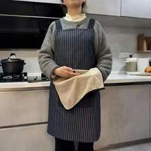 条纹厨房围裙，带口袋，防油易擦拭，男女通用 - 圍裙 - 查看 5