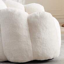 Compact Lotus-Shaped Sofa, Adult-Sized Seat, With Short-Pile Upholstery. Ready To Use Without Assembly And Easy To Move, Suitable For Living Rooms, Bedrooms, And Other Environments. - 白色 + 絨毛 - 查看 8