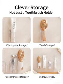 1/2pcs Electric Toothbrush Holder, Wall Mounted Bathroom Electric Toothbrush Rack, Self-Adhesive Electric Toothbrush Storage Organizer To Save Space - Multicolor - View 5