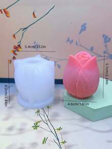 1pc Round Bottom Peony Flower Silicone Candle Mold, DIY Fragrance Wax, Plaster Diffuser Stone, Home Decor Accessory - A-White - View 8