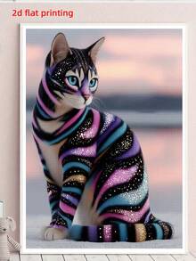 2D Flat Printing Frameless 5D DIY Full Drill Diamond Painting Large Size, Shiny Kitten, Suitable For Beginners And Craft Lovers, Indoor Decor Painting, Best Craft Gift For Mother's Day, Easter, Wedding - View 3