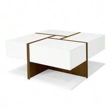High-Gloss Coffee Table With 4 Drawers, Linear Design And Unique Color Combination, Storage Space Underneath. 78 X 78 X 36 Cm. - White 1 - View 10
