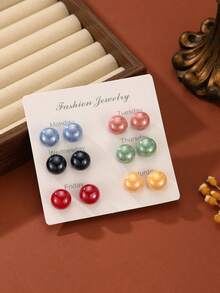 6 đôi bông tai ngọc trai kiểu dáng châu Âu và Mỹ đa năng, thanh lịch, phù hợp để đeo hàng ngày, dự tiệc, liên hoan và làm quà tặng. - Bg-0953-1 - Xem 4