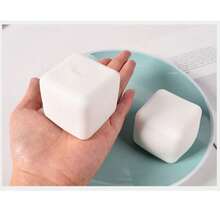 1pc Cube Tofu Squishy Toy, Slow Rebound Realistic White Tofu Stress Relief Gadget - Multicolor - View 5