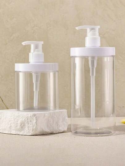 1/2pcs 300ml/500ml/1000ml Wide Mouth Refillable Pump Bottles, Leak-Proof Travel Containers Suitable For Body Wash, Essential Oils, Hand Soap (Elegant White Cap)