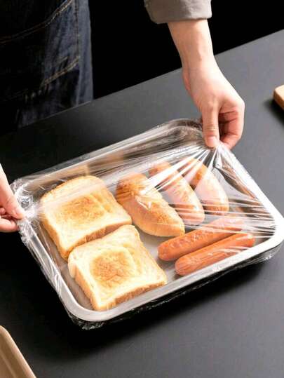 100 chiếc - Màng bọc thực phẩm cỡ lớn, màng bảo quản thực phẩm trong suốt, màng bọc khay đựng thực phẩm, màng che phủ thực phẩm nhà bếp, túi nhựa, túi đựng thực phẩm, màng che bánh mì, màng che phủ thực phẩm màu trắng, màng bao bì nhựa, túi bọc PE, bảo quản nhà bếp, bao bì nhựa gia dụng