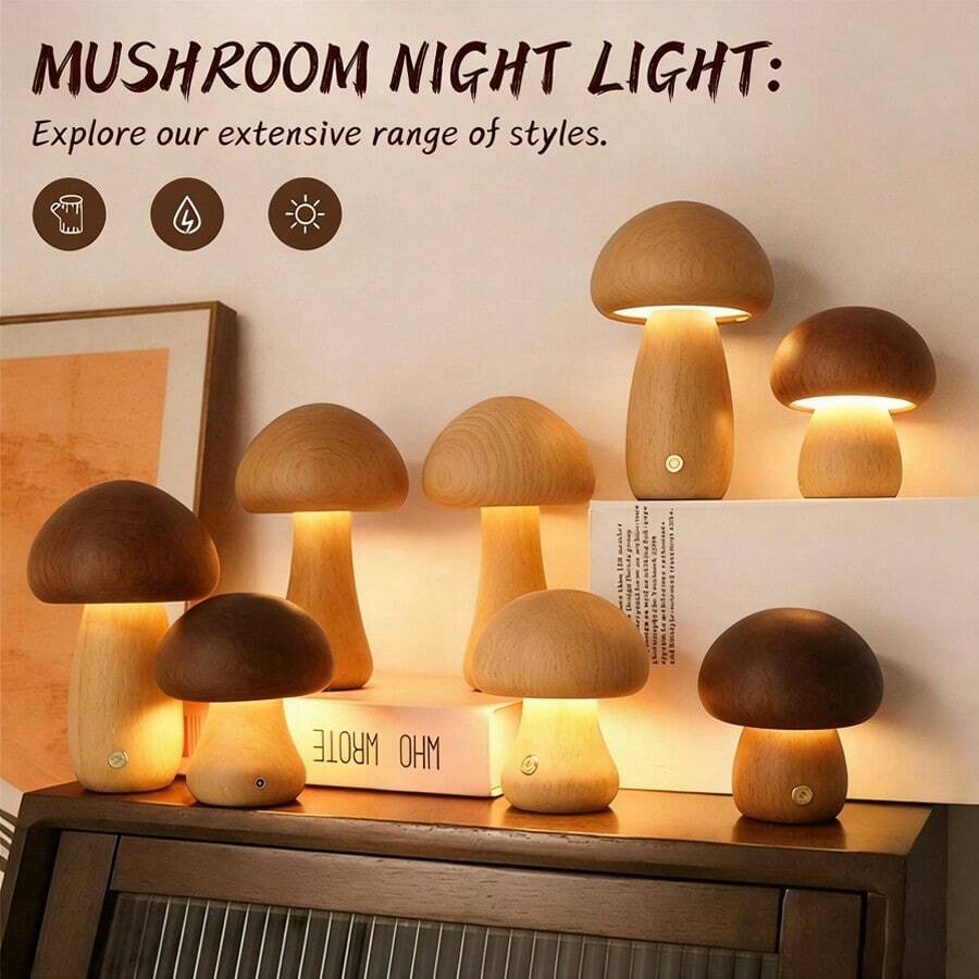 1pc Adjustable LED Mushroom Desk Lamp, Suitable For Bedroom, Kids Room And Living Room, Creative Home Decor, Warm Ambiance, Perfect Bedside Night Light, Unique Gift (3 Brightness Levels Upgraded)