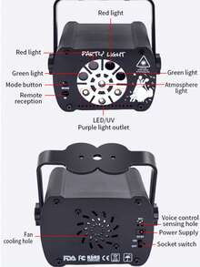 3-In-1 Stage Lighting DJ Disco Light Effects, UV Laser Light, RGB Sound-Activated Strobe Light With Remote Control, Suitable For Indoor Festivals, Birthdays, Home Parties, Karaoke, Bars, KTV, Weddings, Celebrations - USB Plug-in Version - View 12