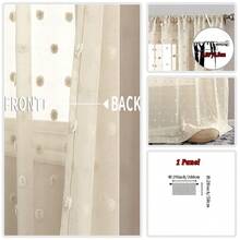 1pc Or 2pcs COSENNATUR Beige Romantic Minimalist Polka Dot Pom Pom Sheer Curtain, Kitchen Window Curtain, Rod Pocket Top, Easy To Hang, Lightweight & Soft, Polyester Fabric, Suitable For All Seasons, Washable, Ideal For Bedroom, Living Room, Office, Balcony Filtering Light Decoration - Beige - View 30