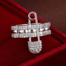 1pc Elegant Lace Design Cubic Zirconia Inlaid Women's Ring - Multicolor - View 4