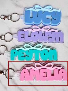 Bow Backpack Tag, Bag Name Pendant, School Name Tag, Lunch Bag Tag, Girls Backpack Name Plate, Kindergarten Keychain, Diaper Bag Tag, Multi-Functional, Decorative, Lettering, Fashion, Modern, Colorful, Cute, Charming, Casual, Customized, Personalized, Unique, Tailor-Made, Ideal Gift For Him, Ideal Gift For Her, Son, Daughter - 7-9cm - View 9